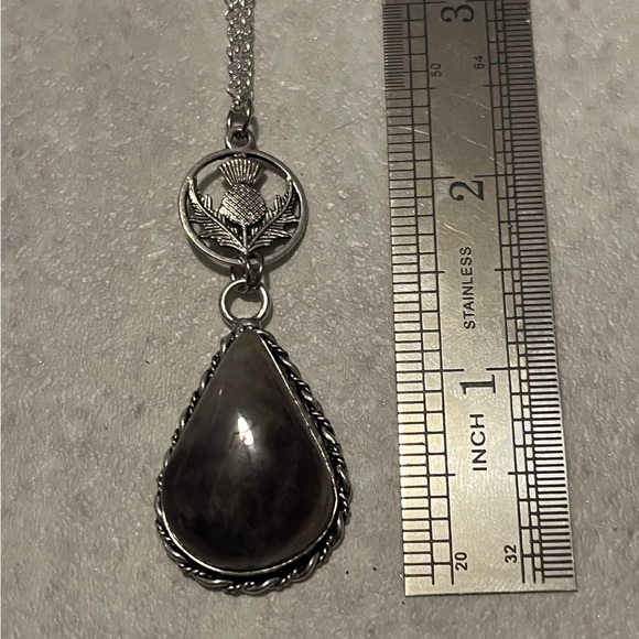 Scottish Thistle amethyst pendant, Green Witch necklace, Celtic thistle - Picture 7 of 13